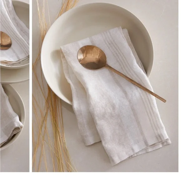 Quince striped linen napkin set (set of 4) - Picture 3 of 4